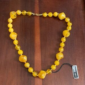 NWT Gold tone dark yellow lucite necklace